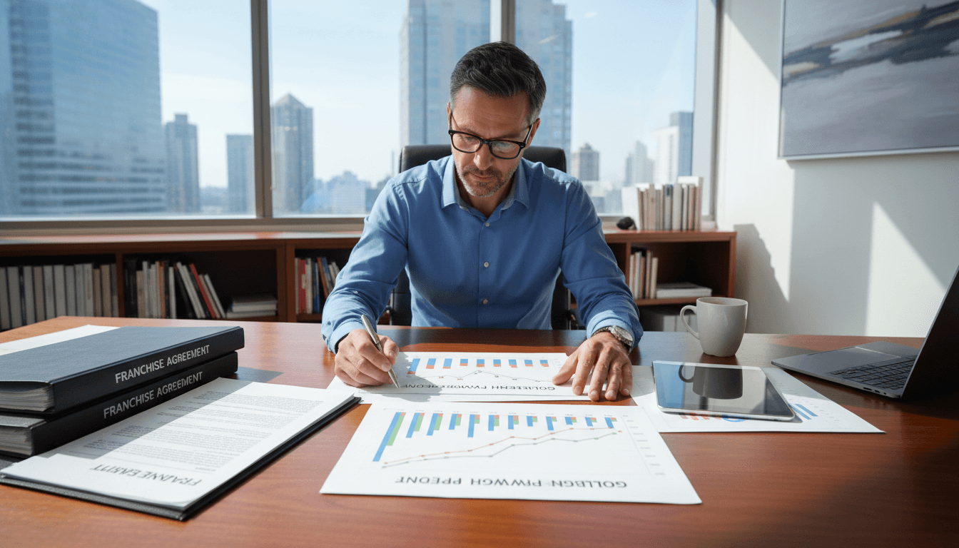 Engineer reviewing franchise business growth strategy